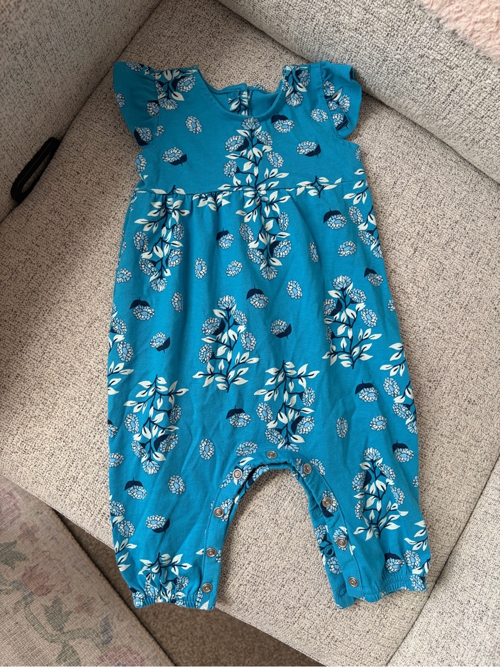 Jessica Simpson 3-6M Blue Teal Floral Jumpsuit Romper